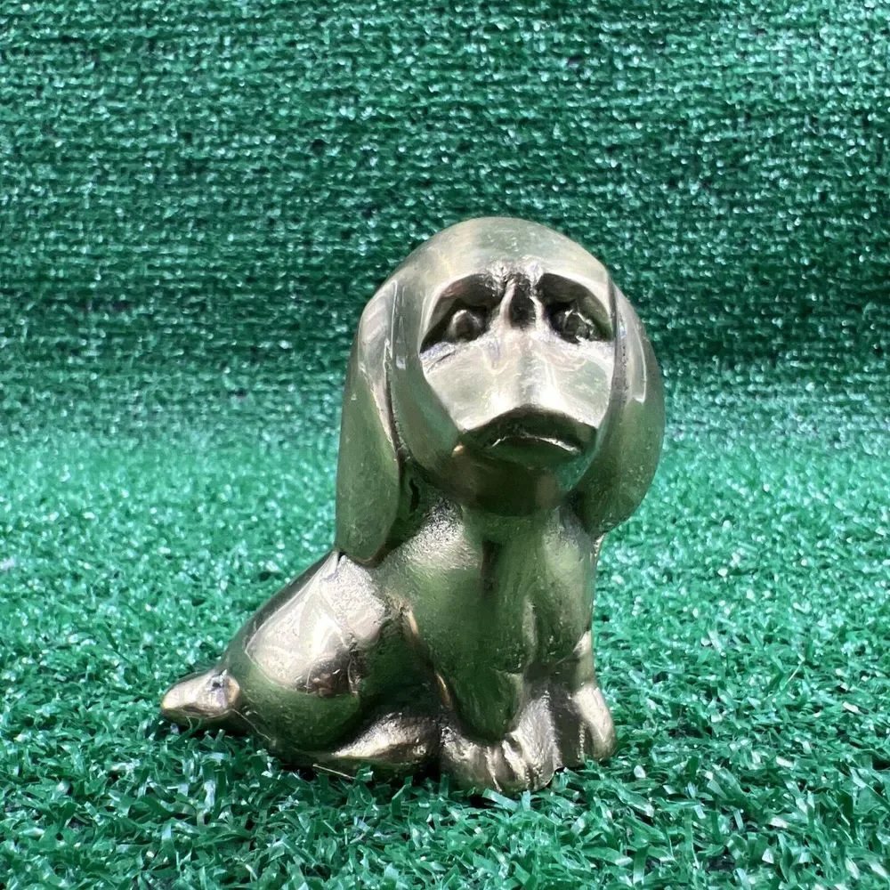 Vintage Brass Sitting Dog Figure Brass Statue Paperweight Or‎ Home/Office Decor